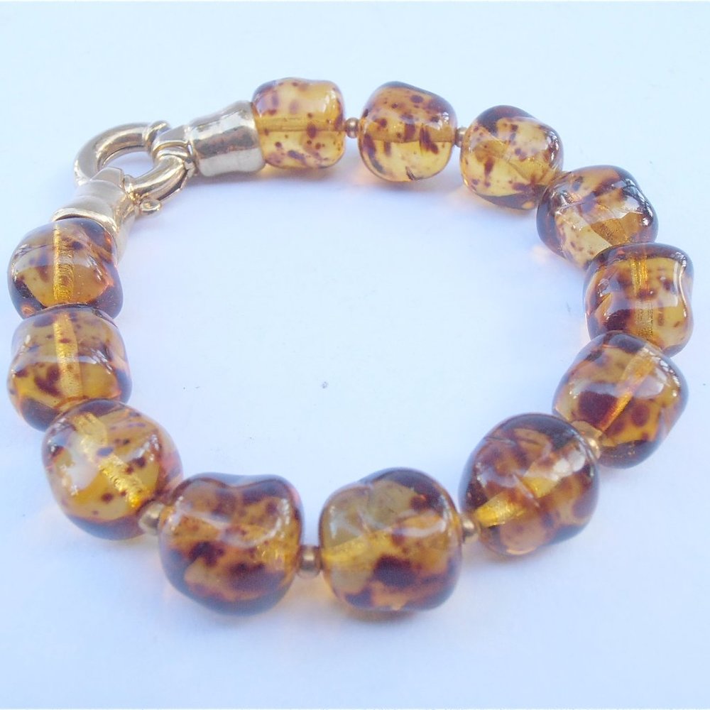 Golden Honey Czech Crystal 12mm Bead Bracelet